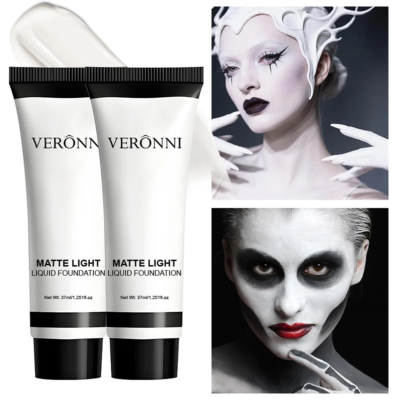 White Matte Liquid Foundation – Full Coverage for Stage, Cosplay & Drag