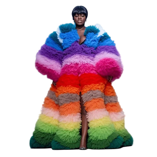 Colorful Ruffle Tulle Statement Jacket – Drag Queen Stage Coat