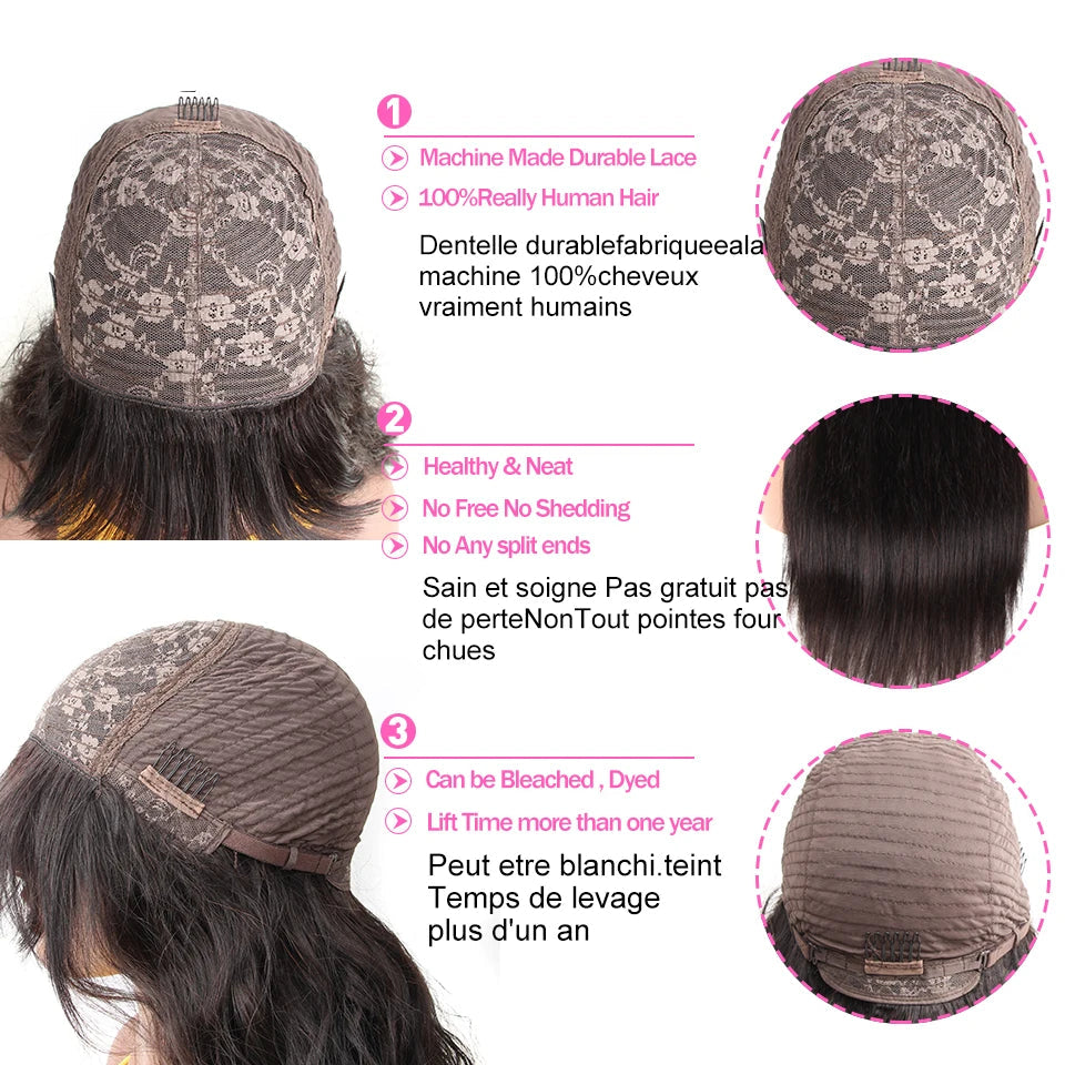"Bangs & Served" Straight Human Hair Wig with Bangs – Machine Made, No Glue, No Lace
