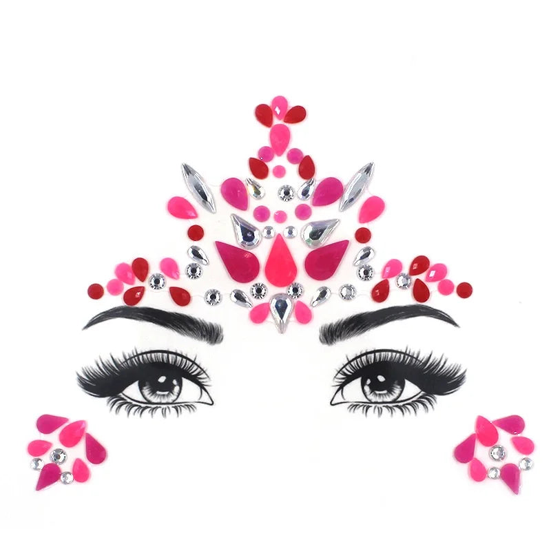 3D Rhinestone Face Jewels & Crystal Festival Stickers