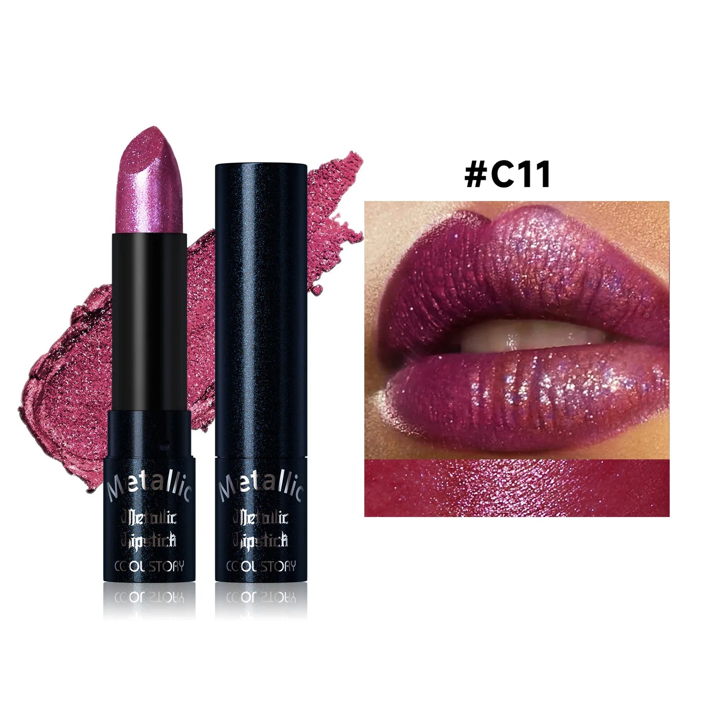 Metallic Glitter Lipstick | Diamond Pearlescent Finish | 15 Shades