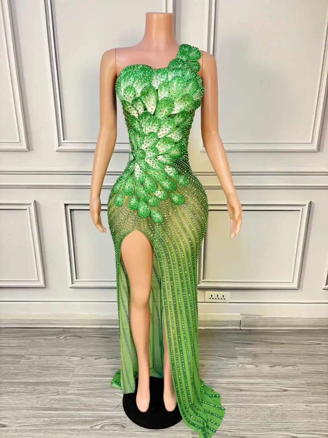 Emerald Envy Drag Queen Gown – Rhinestone Elegance – The Drag Queen Store