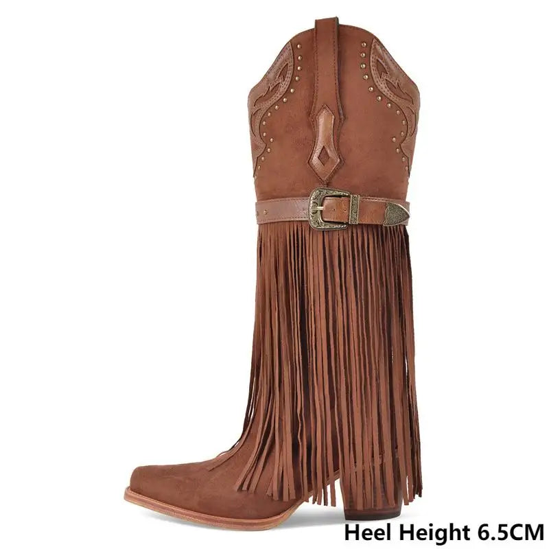 Whiplash Fringe Rodeo Boots – Denim Drag Cowgirl Fantasy
