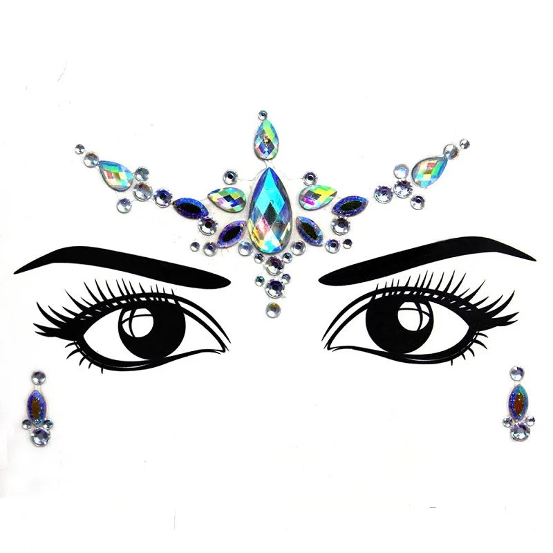 3D Rhinestone Face Jewels & Crystal Festival Stickers