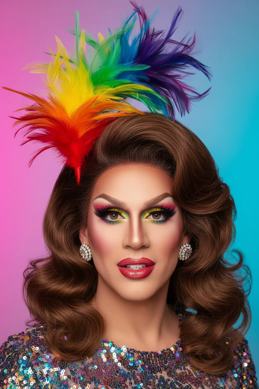 Rainbow Feather Headband – Drag Queen & Pride Hair Accessory