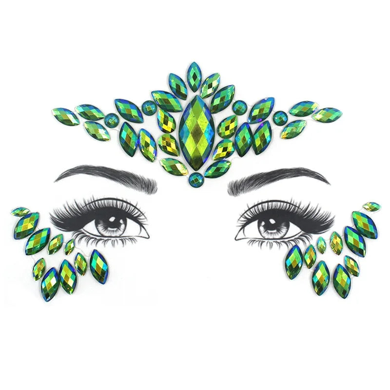 3D Rhinestone Face Jewels & Crystal Festival Stickers