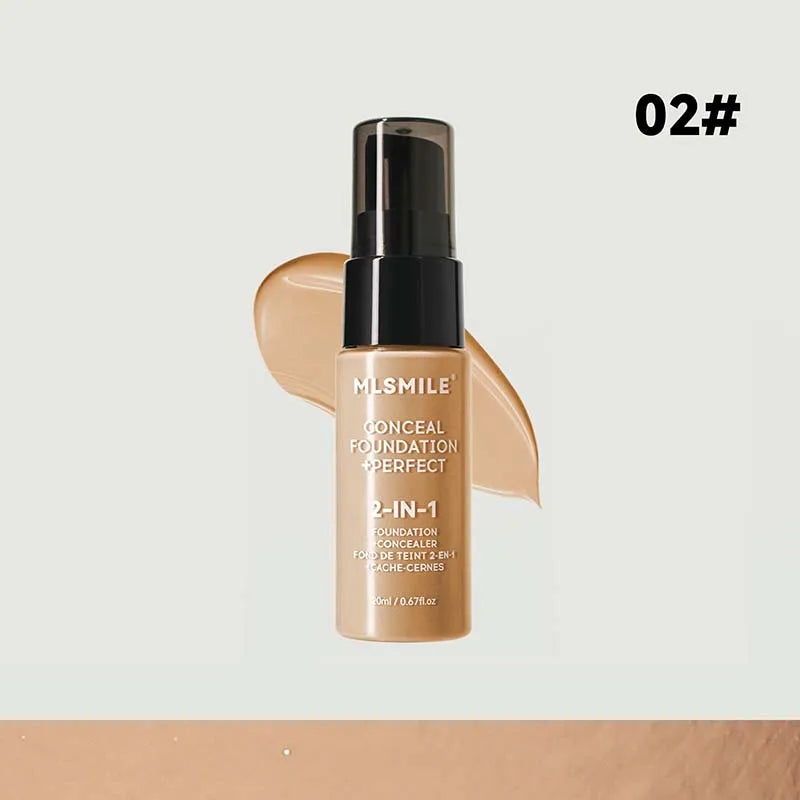 2-in-1 Liquid Foundation & Concealer — Matte, Full Coverage, Waterproof