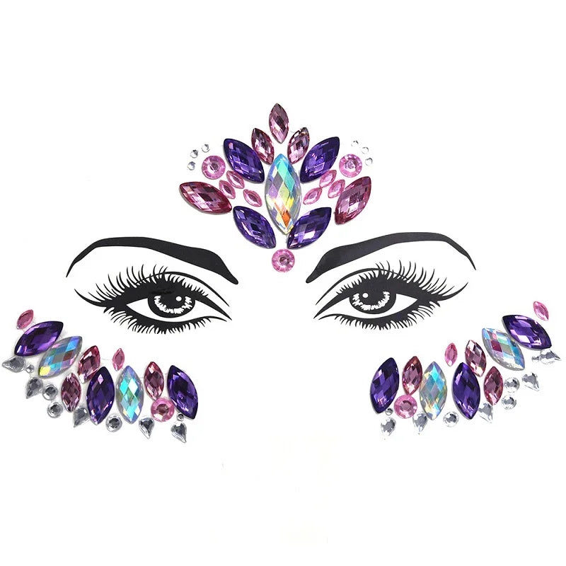 3D Rhinestone Face Jewels & Crystal Festival Stickers
