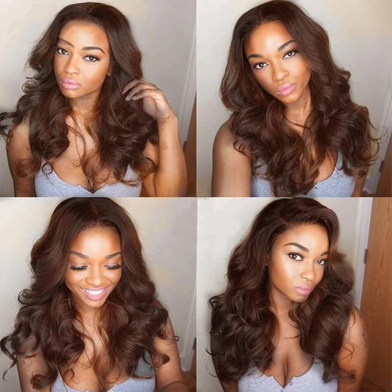 "Chocolate Fantasy" #4 Brown Body Wave Wear & Go Wig – 4x4 Lace, Pre-Cut & Pre-Plucked, Glueless
