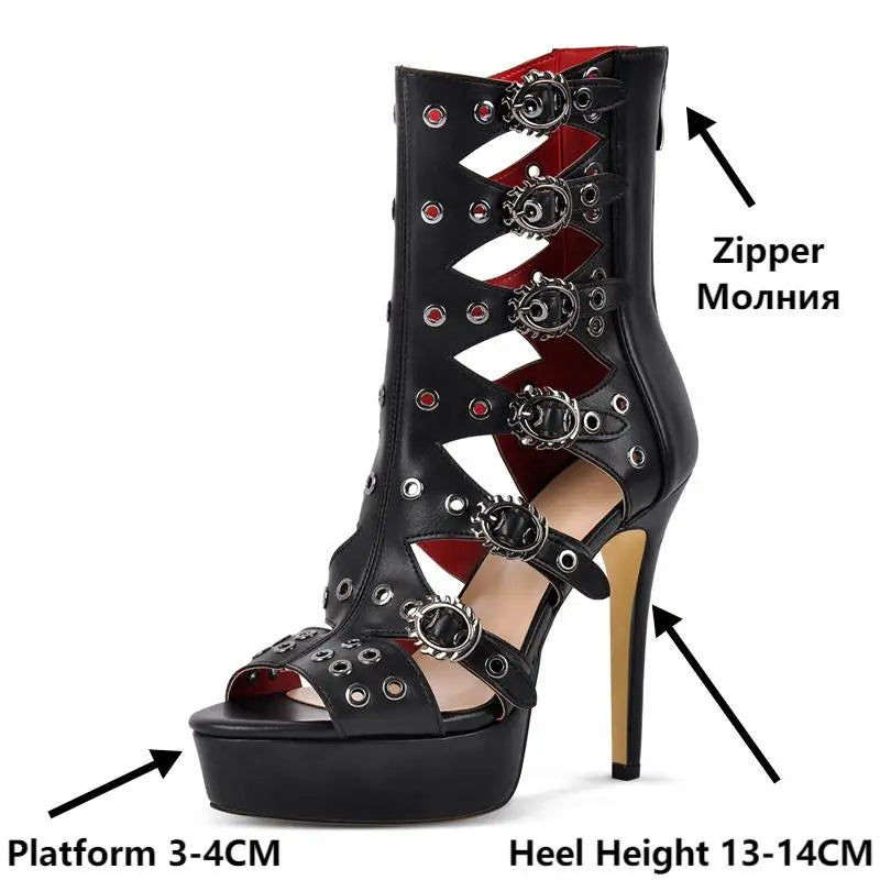 Rebel Queen Stiletto Gladiator Heels – Drag Platform Power Pumps