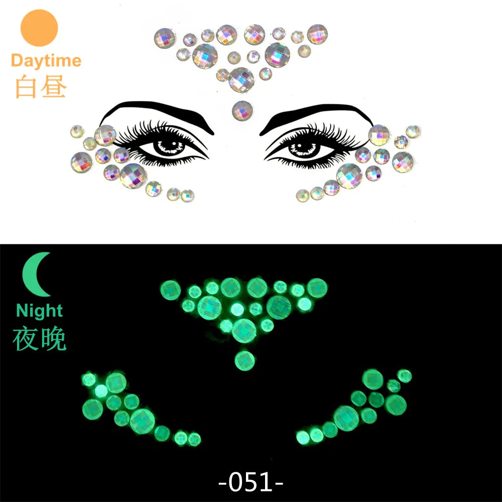 3D Rhinestone Face Jewels & Crystal Festival Stickers