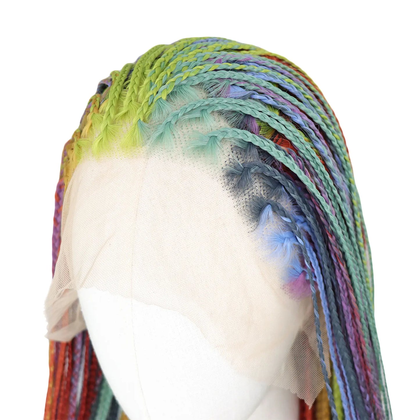 Rainbow Box Braid Lace Front Wig | 26" Cornrow Crochet Braids | 13x3 Swiss Lace | Pride & Drag