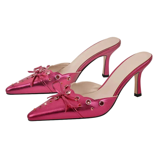 Butterfly Bow Pointed Toe Mules – Slip-On Heels for Drag Queens