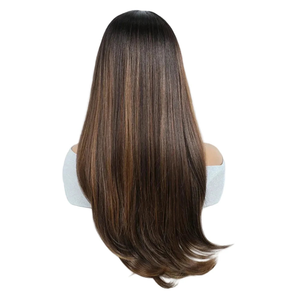 24-Inch Layered Straight Lace Wig