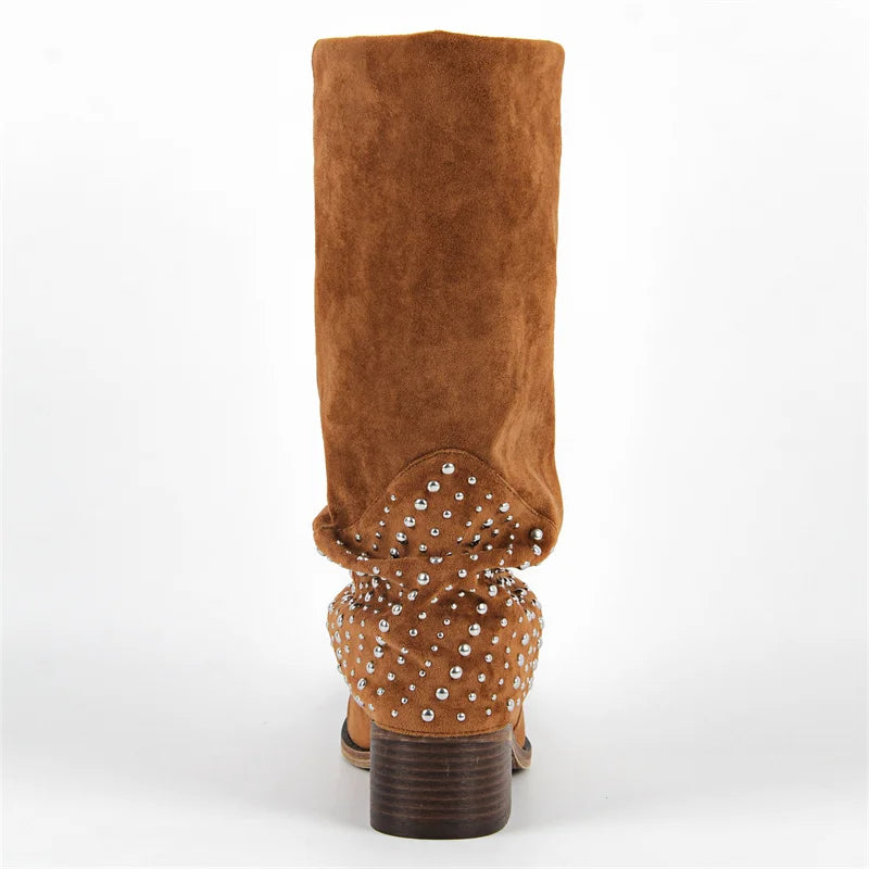 Slouch & Sparkle Studded Boots – Slay-Back Drag Cowgirl Boots