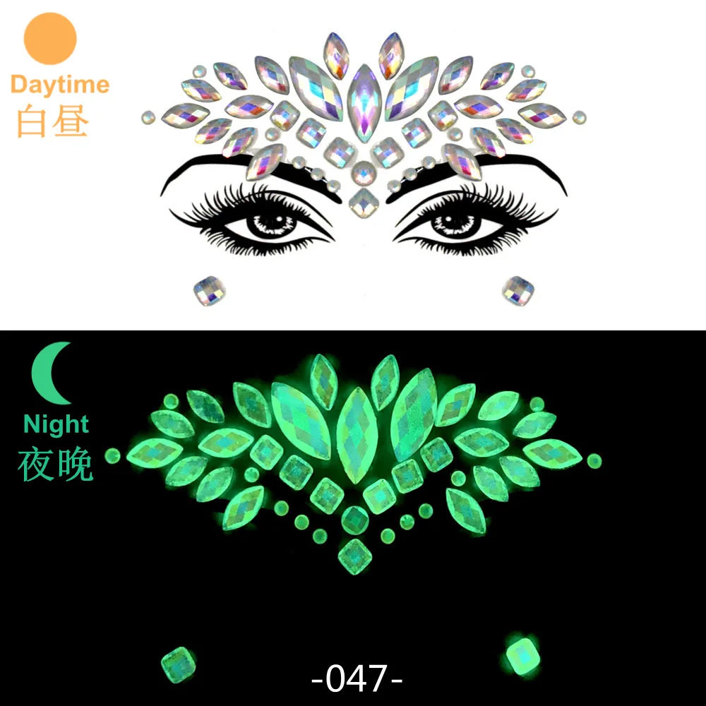 3D Rhinestone Face Jewels & Crystal Festival Stickers