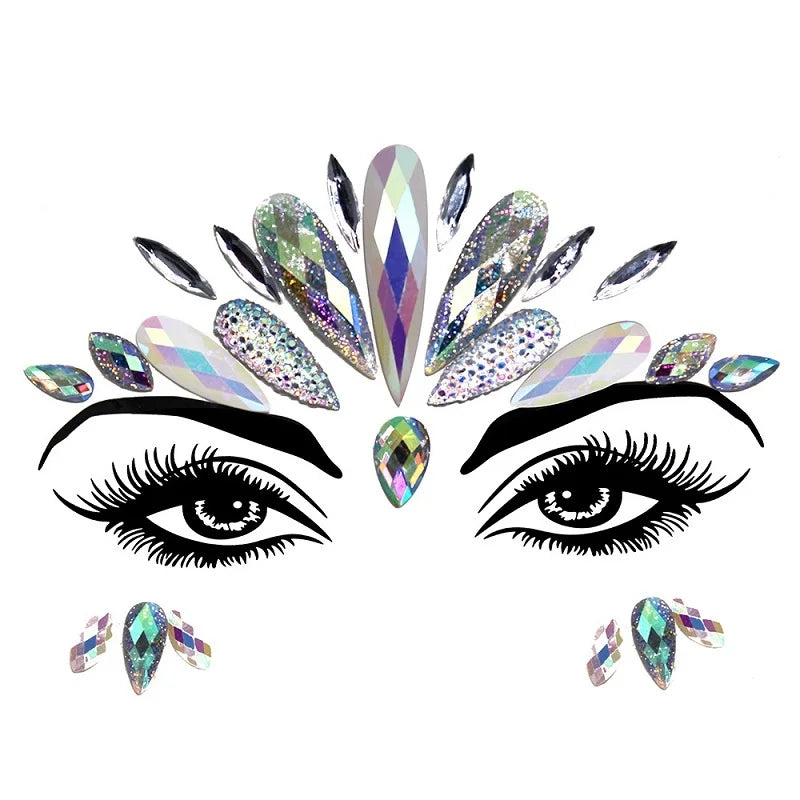 3D Rhinestone Face Jewels & Crystal Festival Stickers