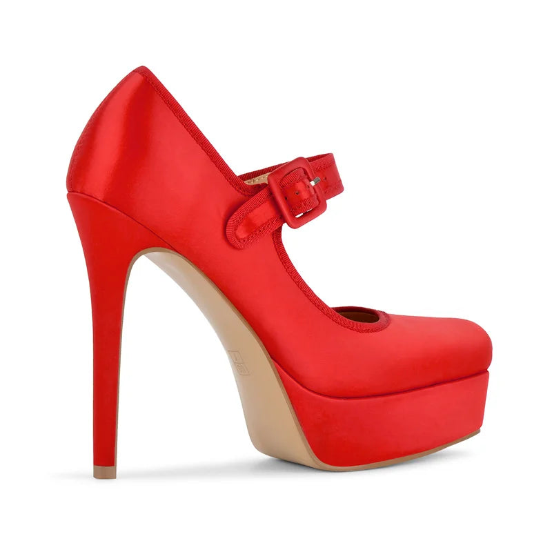 Satin Mary Jane Platform Stiletto Heels