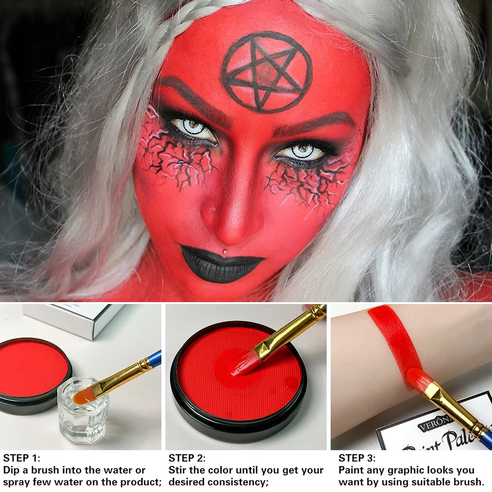 Water-Soluble Face & Body Paint with Brushes
