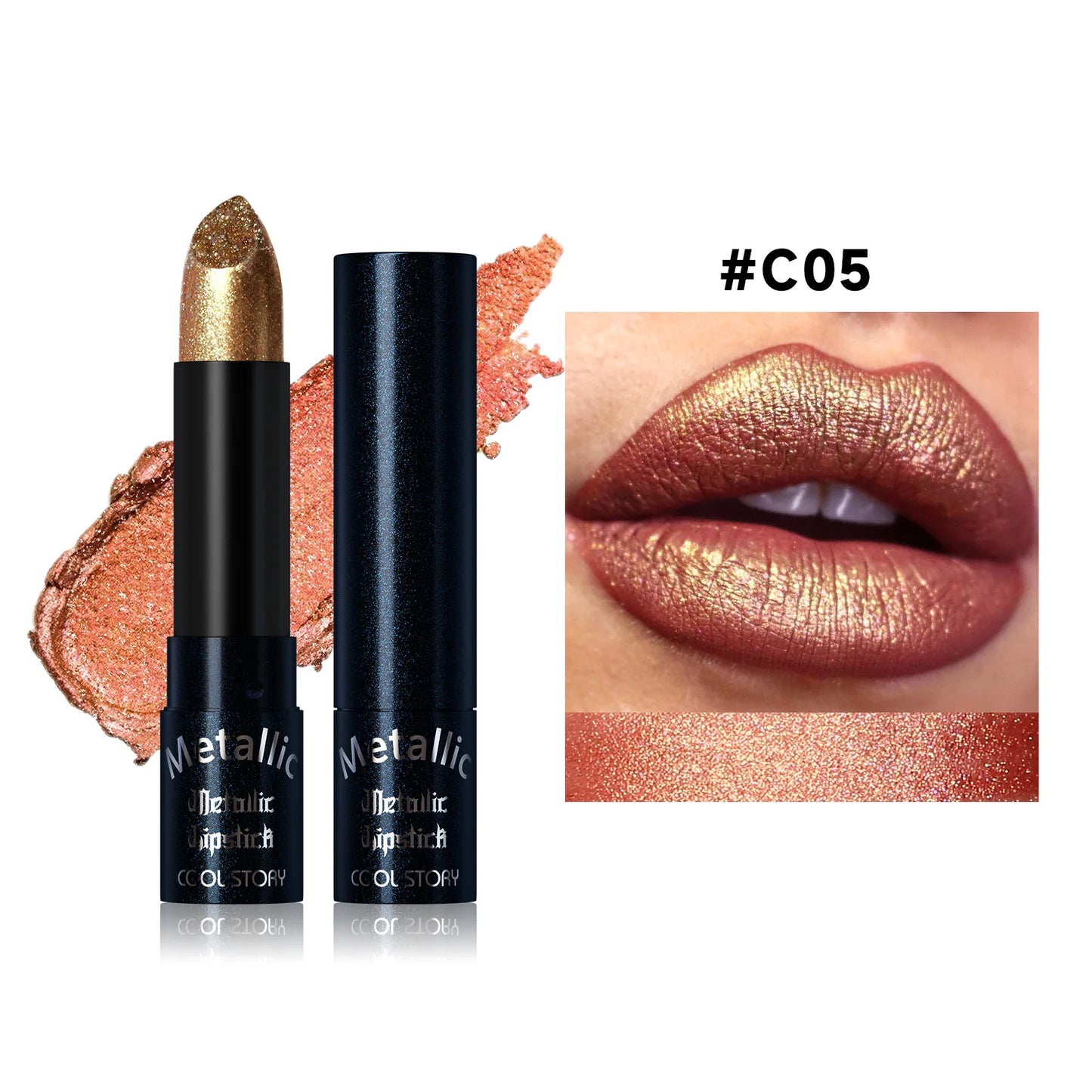 Metallic Glitter Lipstick | Diamond Pearlescent Finish | 15 Shades