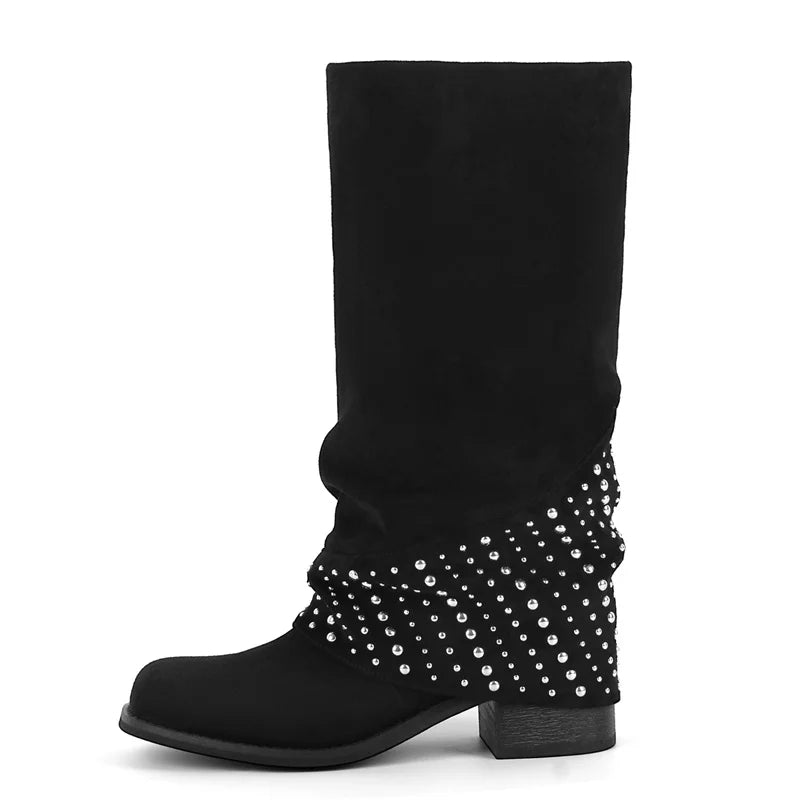 Slouch & Sparkle Studded Boots – Slay-Back Drag Cowgirl Boots