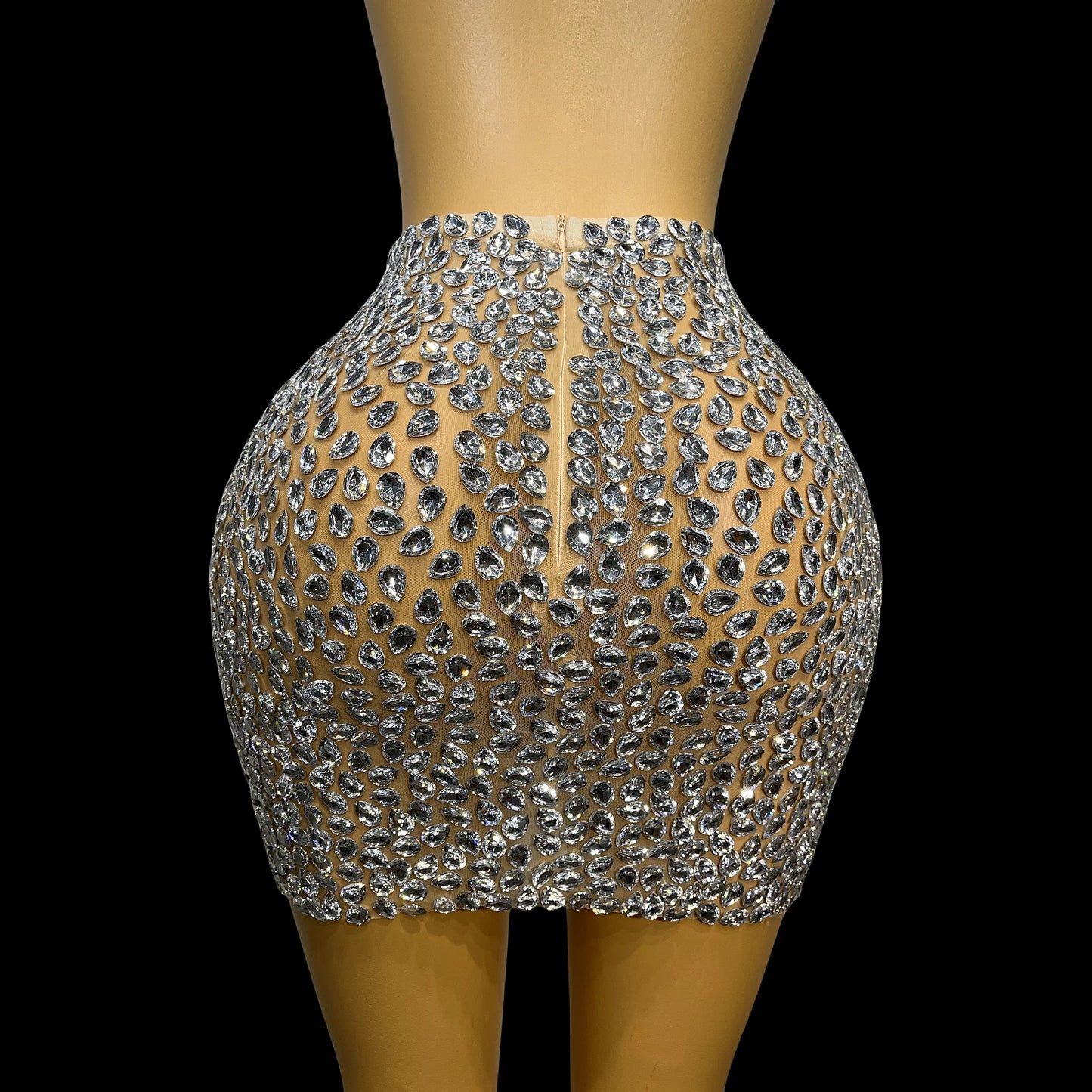 Glitz & Glamour Stretch Mesh Skirt: Sparkle Your Way to Fabulosity!