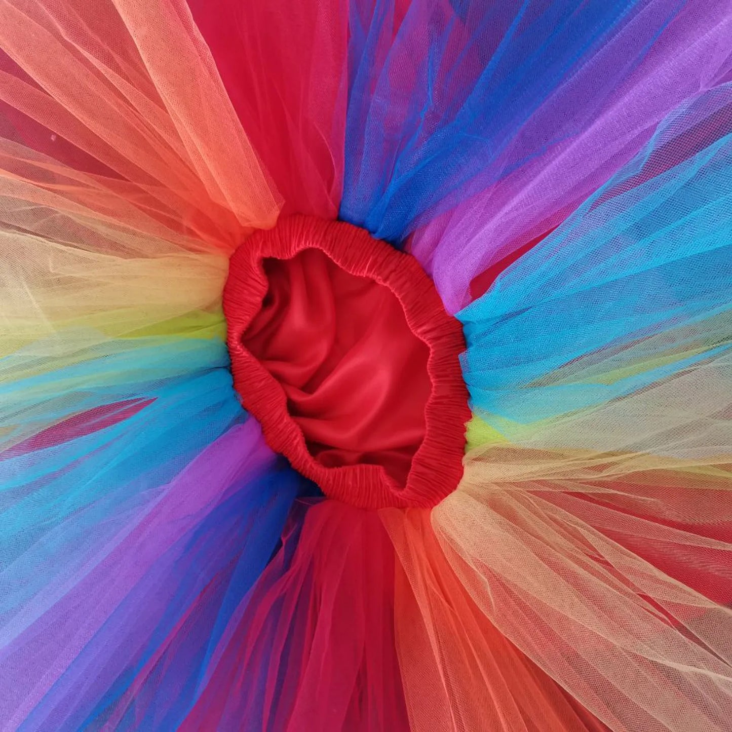 Rainbow Puffy Tutu Pride Skirt | Multi-Layer A-Line High Waist Tulle | L (US 8–10)