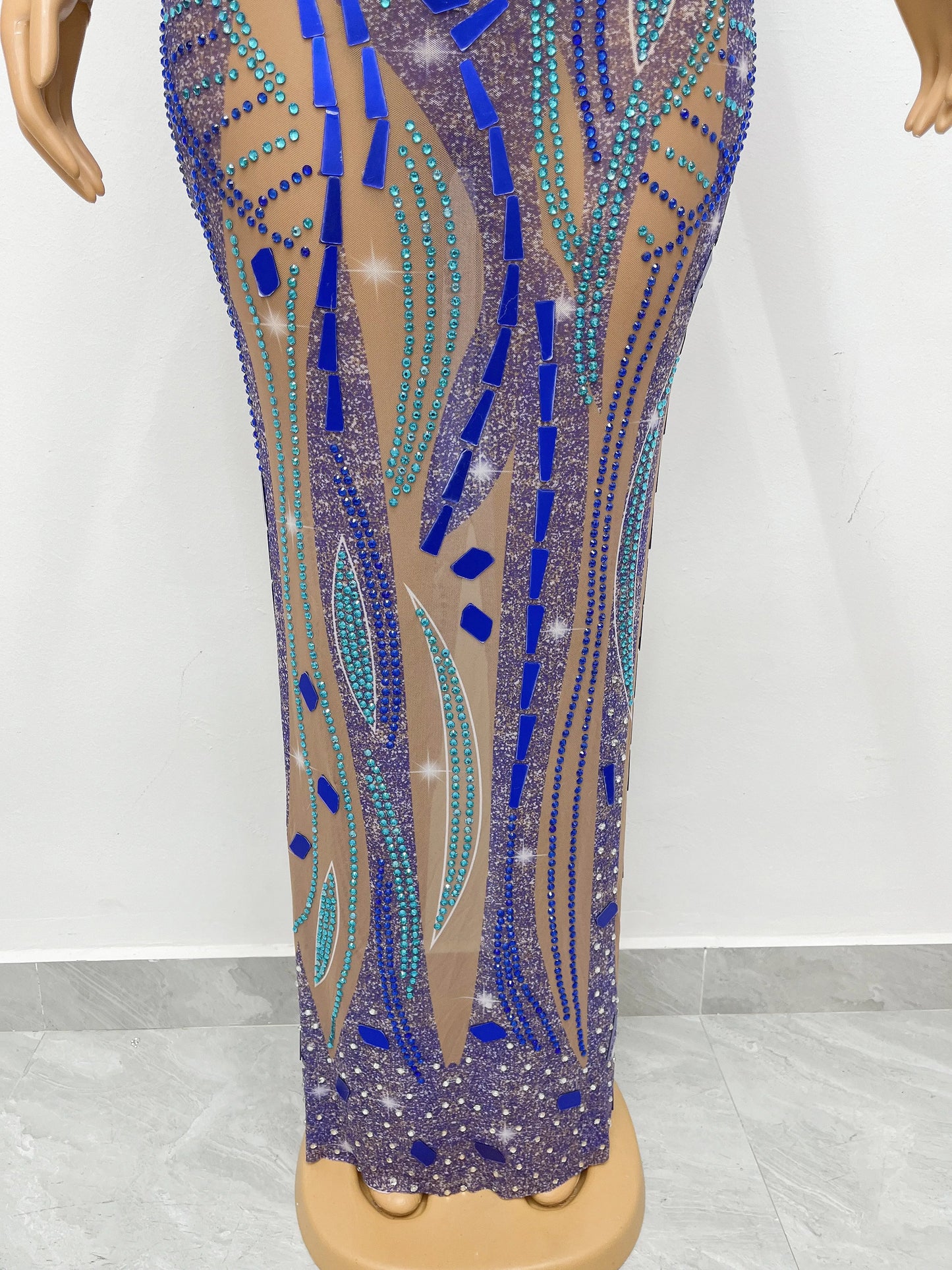 Behold! The "Sapphire Scepter" Rhinestone Gown