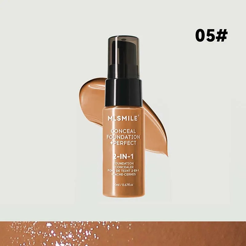 2-in-1 Liquid Foundation & Concealer — Matte, Full Coverage, Waterproof