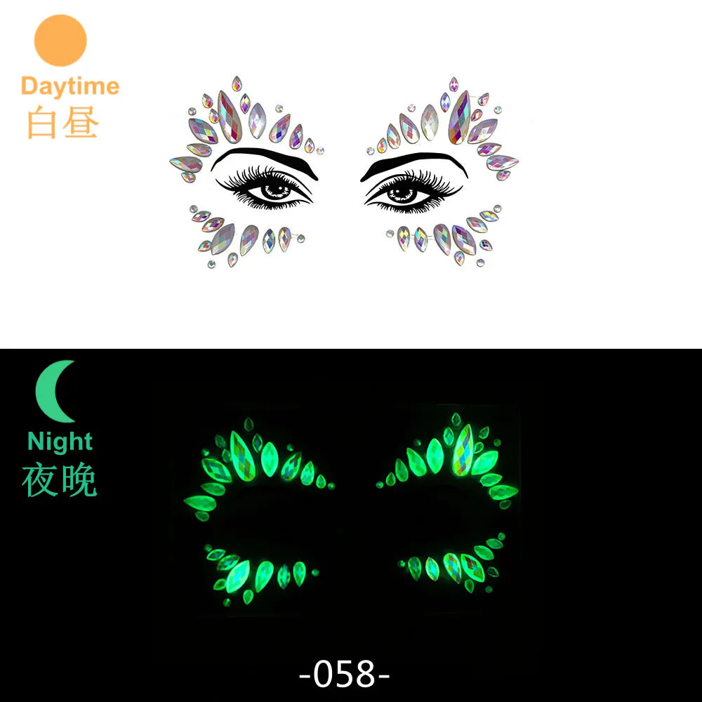 3D Rhinestone Face Jewels & Crystal Festival Stickers
