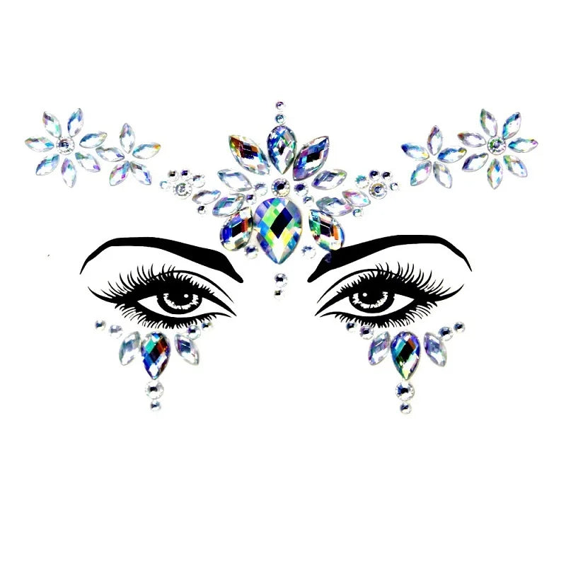 3D Rhinestone Face Jewels & Crystal Festival Stickers