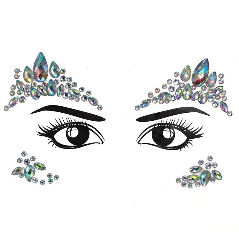 3D Rhinestone Face Jewels & Crystal Festival Stickers