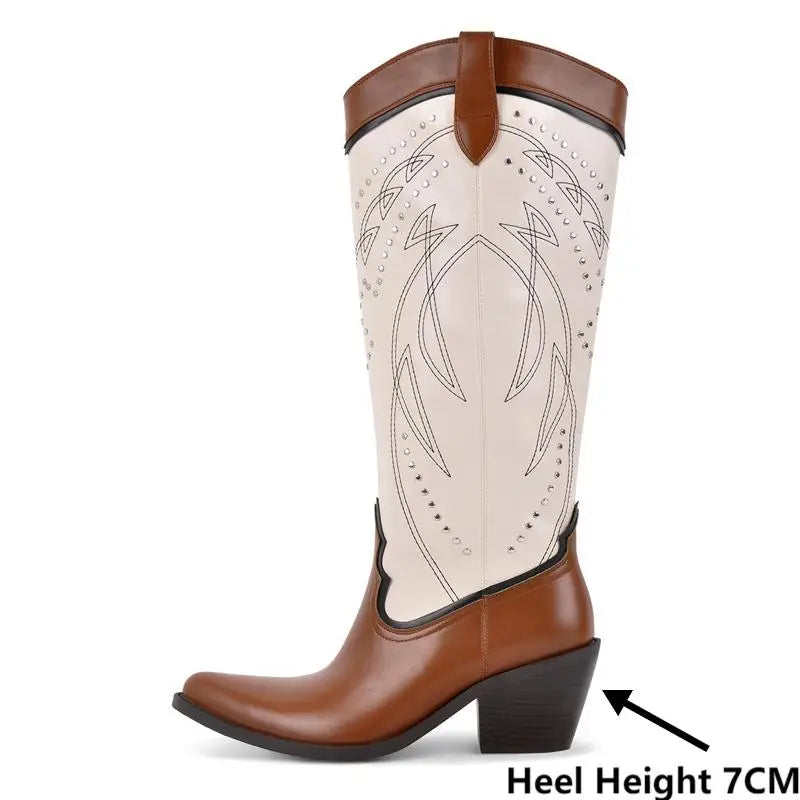 Saddle Queen Classic Western Boots – Two-Tone Drag Cowgirl Eleganza