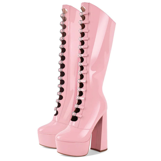 Bubblegum Boss Platform Boots – Patent Drag Queen Fantasy Heels