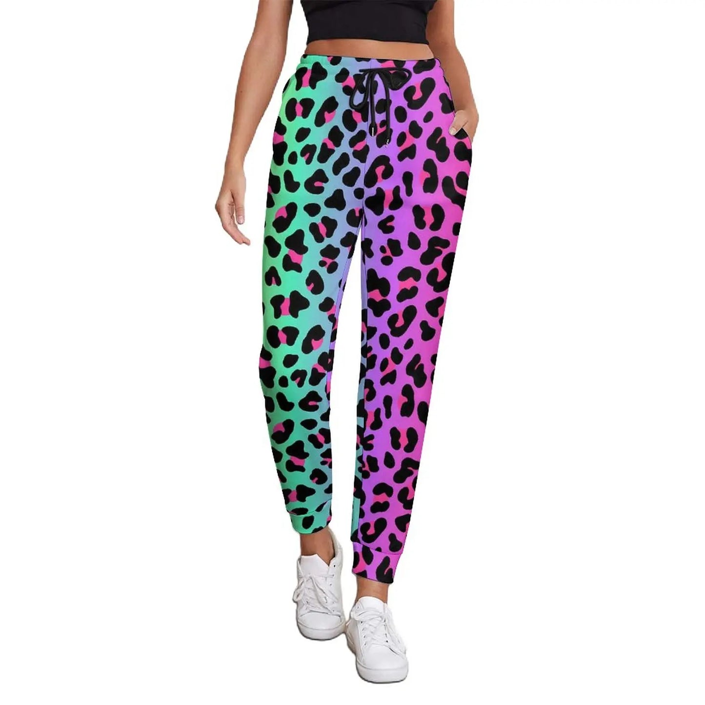 Pride Festival Neon Joggers | Leopard & Rainbow Print Sweatpants | Sizes S–3XL