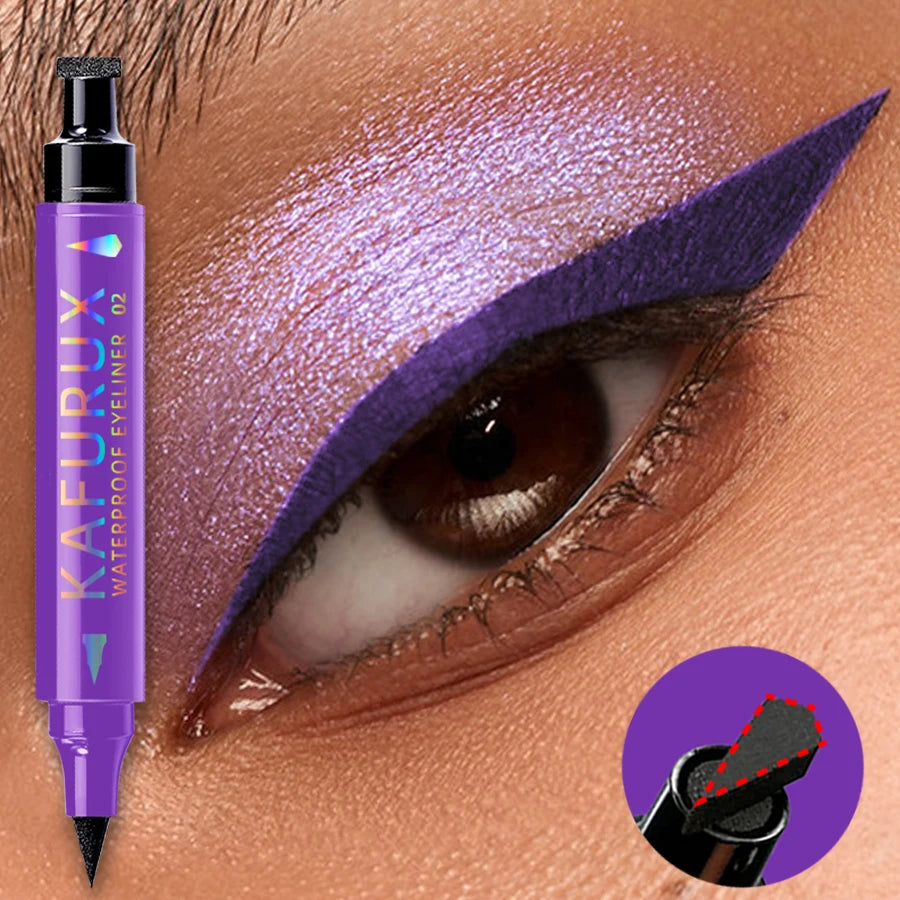 Double-Ended Stamp Eyeliner Pen | Waterproof Liquid Liner in Black, Purple & Blue