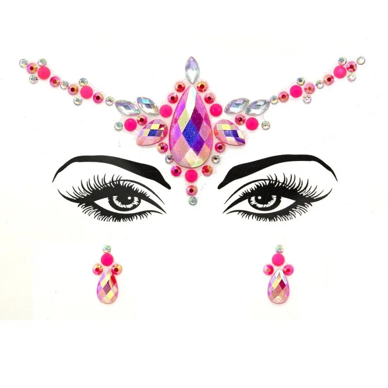 3D Rhinestone Face Jewels & Crystal Festival Stickers