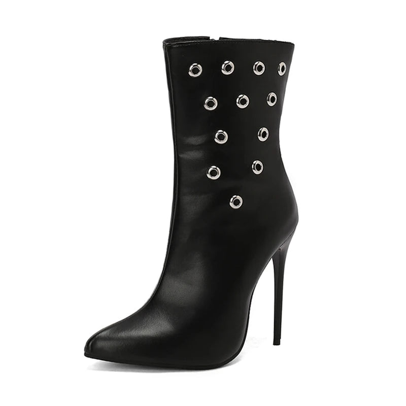 Studded Stiletto Ankle Boots | Green · Pink · Black · Yellow · White