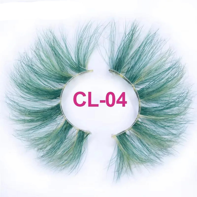 Colored Mink Strip Lashes for Drag & Cosplay – 25mm Rainbow False Eyelashes
