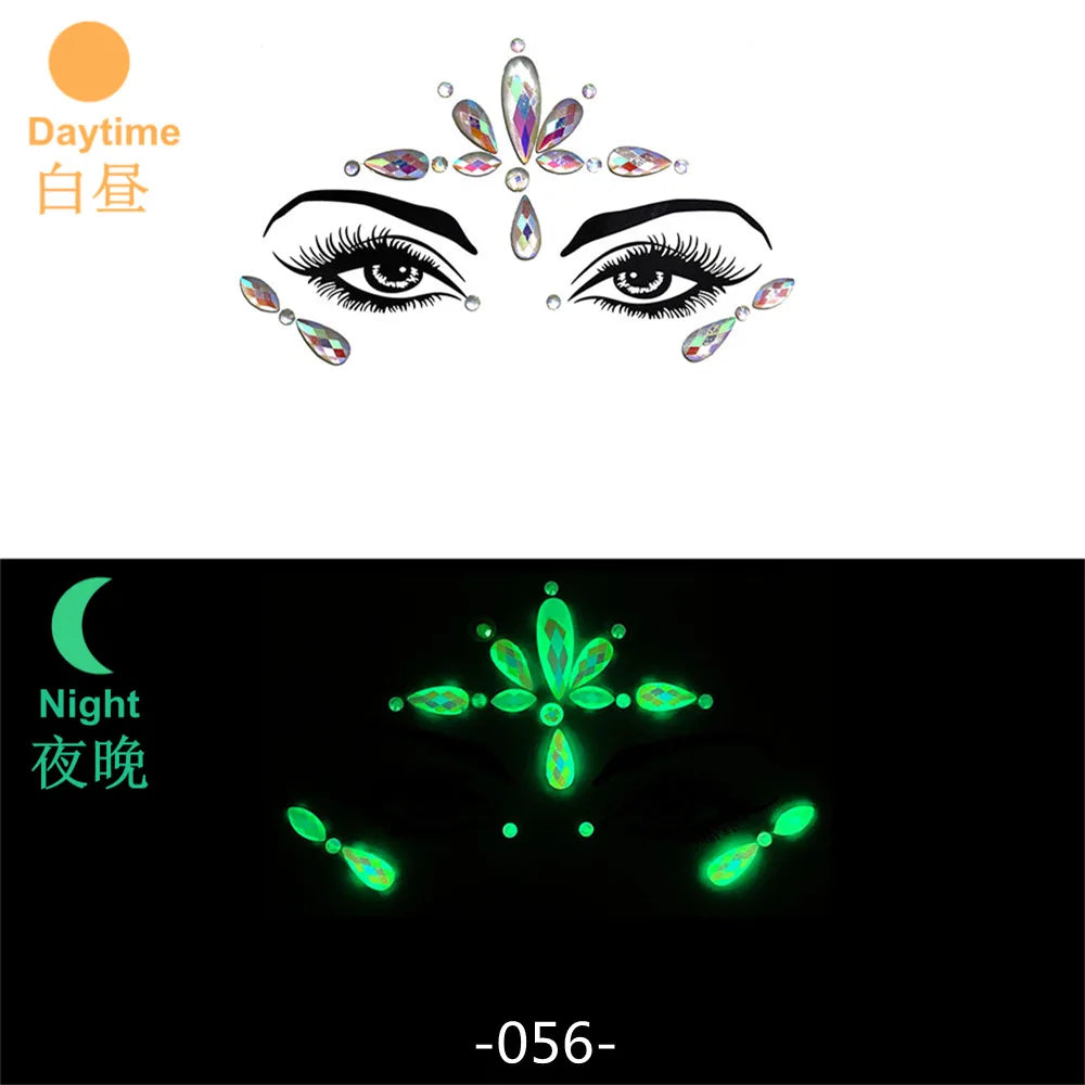 3D Rhinestone Face Jewels & Crystal Festival Stickers