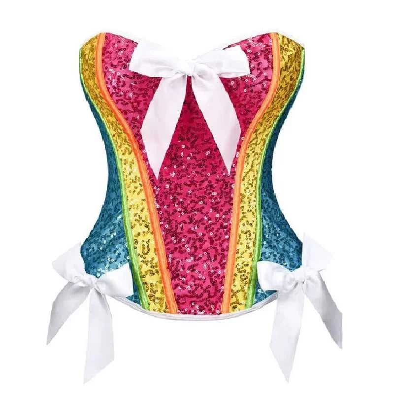 Rainbow Color-Block Sequin Corset – Drag Queen Burlesque Bustier