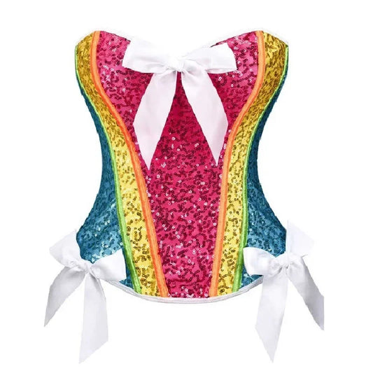 Rainbow Color-Block Sequin Corset – Drag Queen Burlesque Bustier