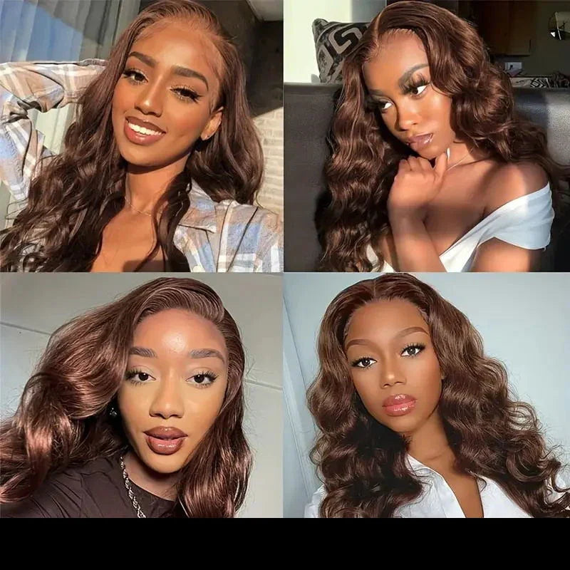 "Chocolate Fantasy" #4 Brown Body Wave Wear & Go Wig – 4x4 Lace, Pre-Cut & Pre-Plucked, Glueless