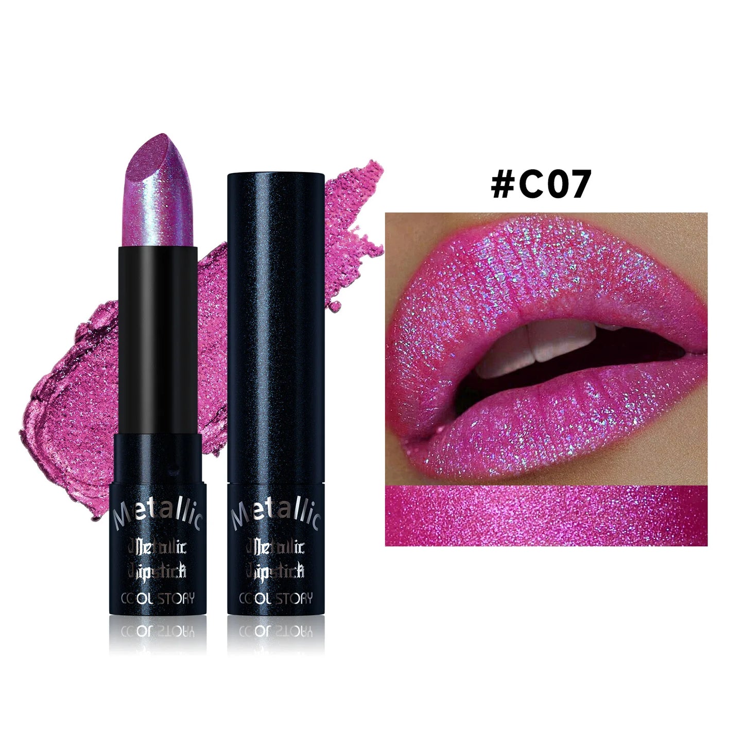 Metallic Glitter Lipstick | Diamond Pearlescent Finish | 15 Shades