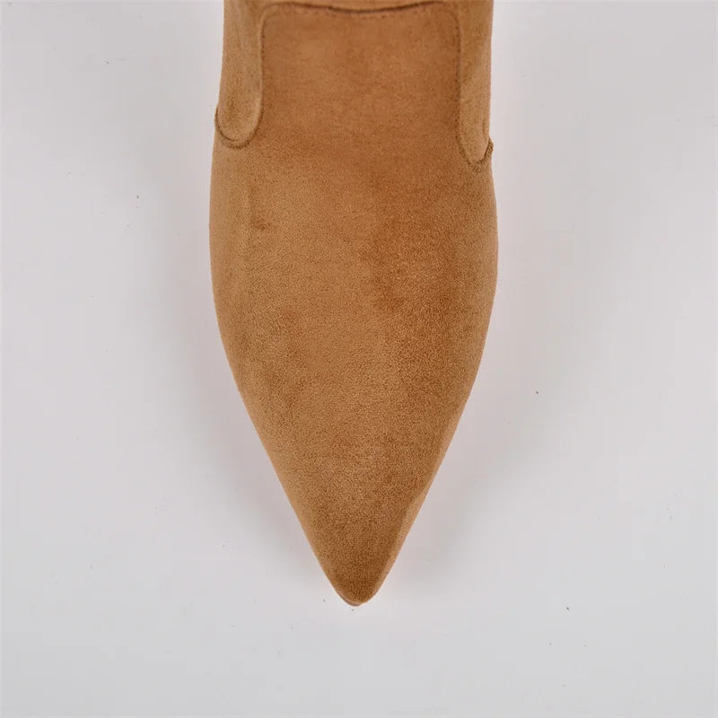 Fringe Knee-High Stiletto Boots – Wide Calf Pull-On Boots for Drag Queens