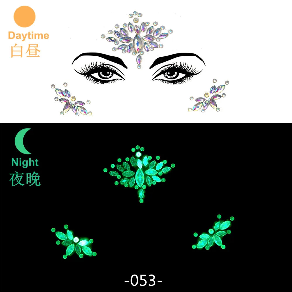 3D Rhinestone Face Jewels & Crystal Festival Stickers