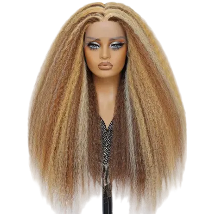 Fierce Diva Waves: 28-Inch Crimped Blonde Lace Front Wig