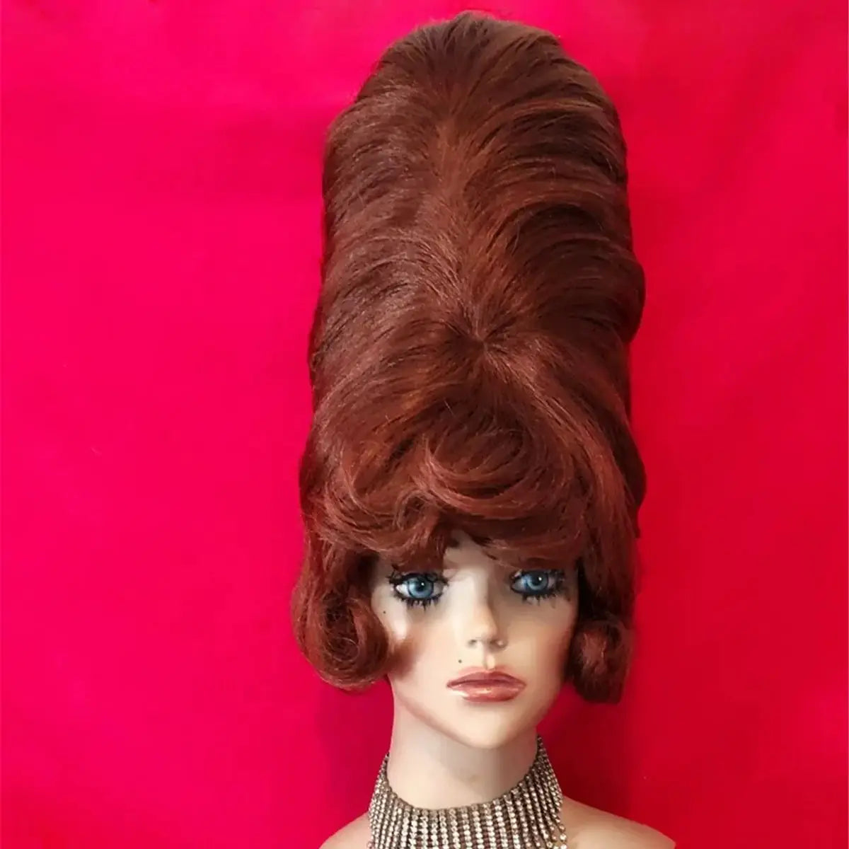 Beehive 1960s Drag Queen Wig | 26"+ Kinky Curly with Bangs | 250% Density