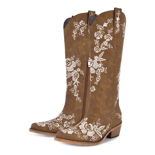 Lace Blossom Western Boots – Embroidered Drag Queen Rodeo Boots