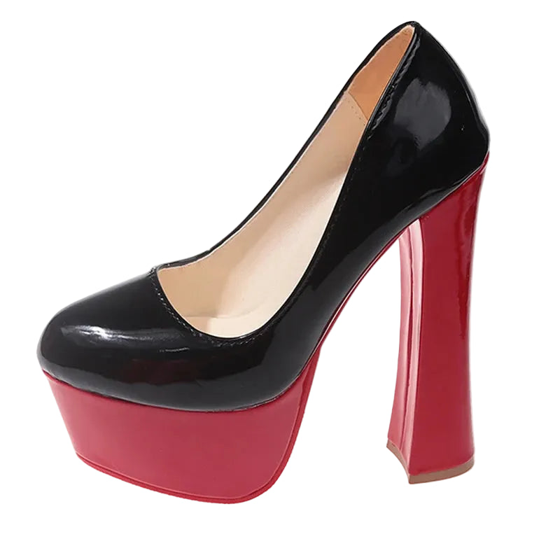 16.5cm Chunky Platform Pump – Color Block Drag Heels | Sizes EU 35–50